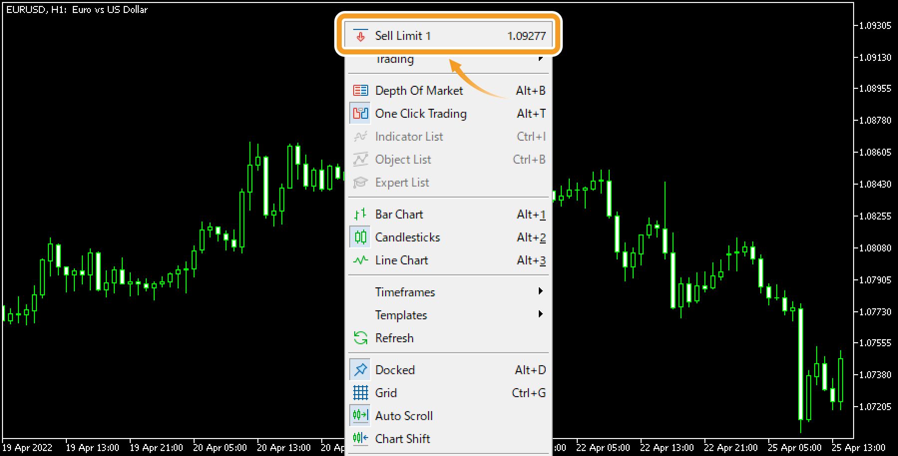 Select Sell Limit (trade volume)