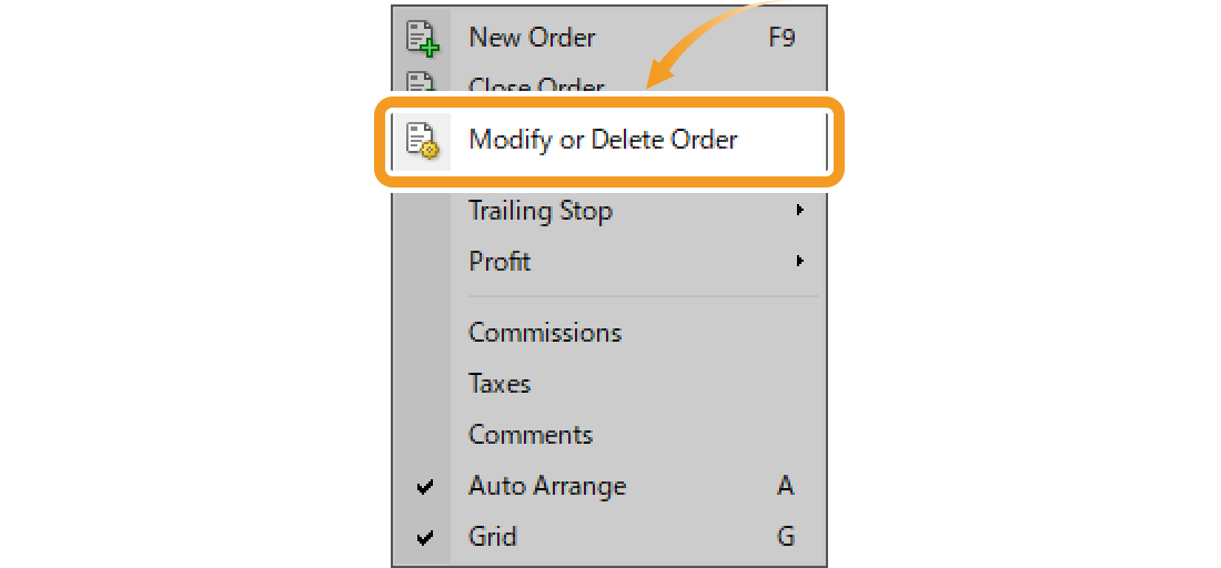 Open the menu by right-clicking on a position