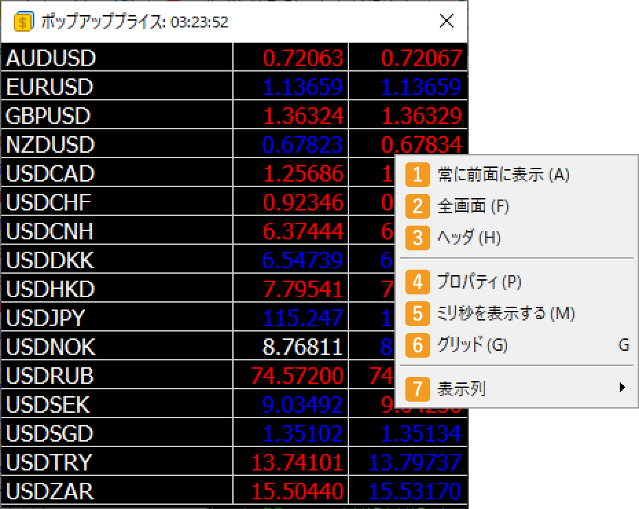 ポップアッププライスの設定