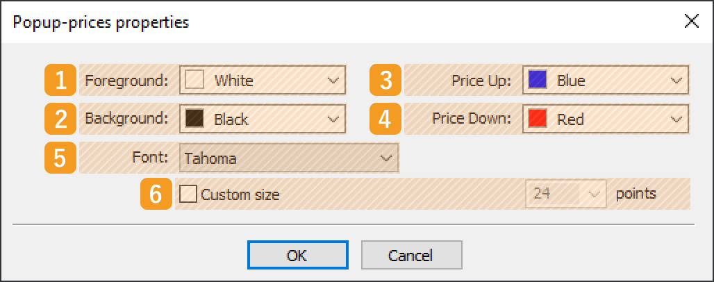 Popup-prices properties