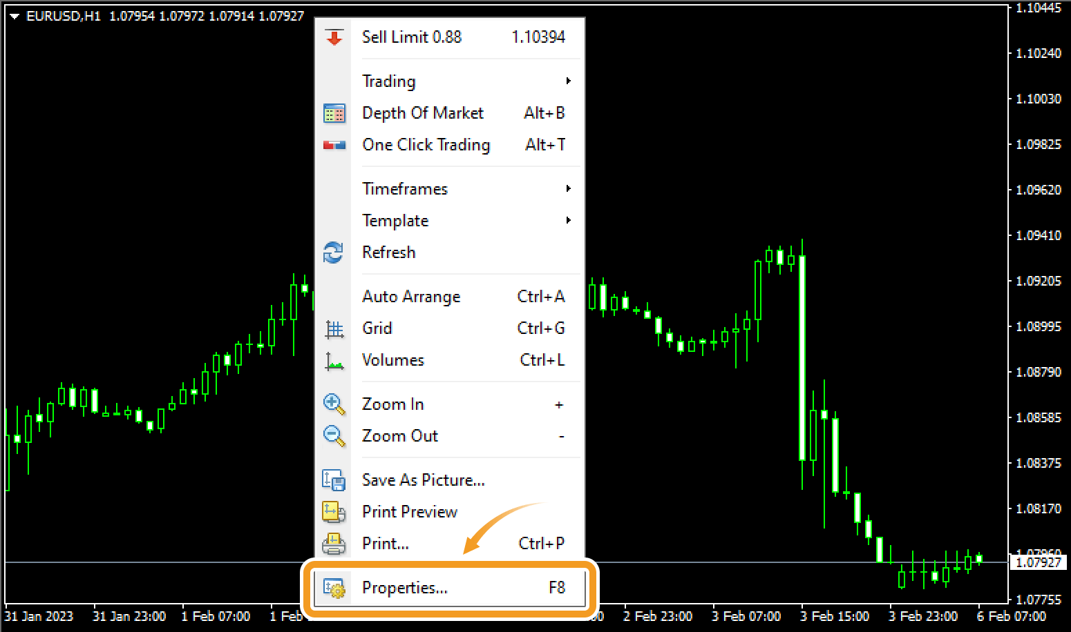 Select Properties on the context menu