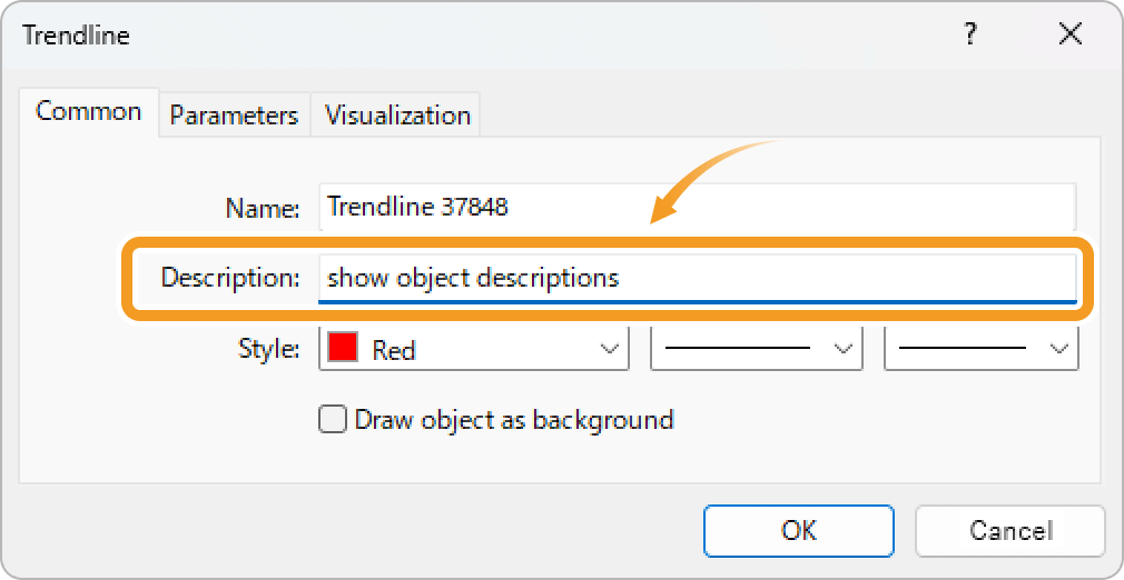 Set the object descriptions