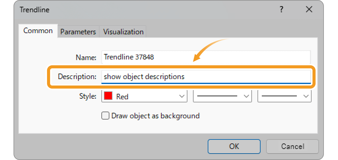 Set the object descriptions