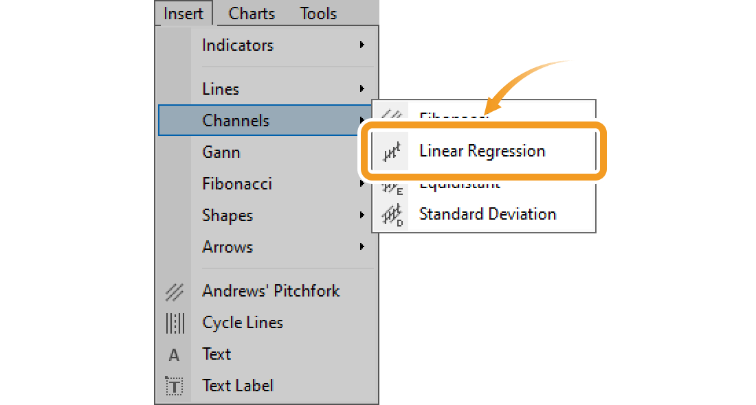 Select Linear Regression from the menu