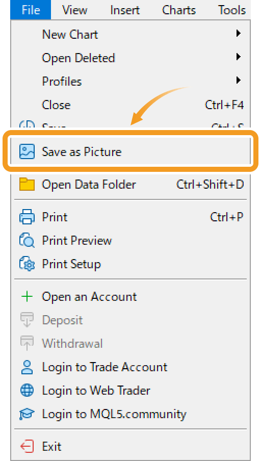 Click File in the menu and select Save as Picture