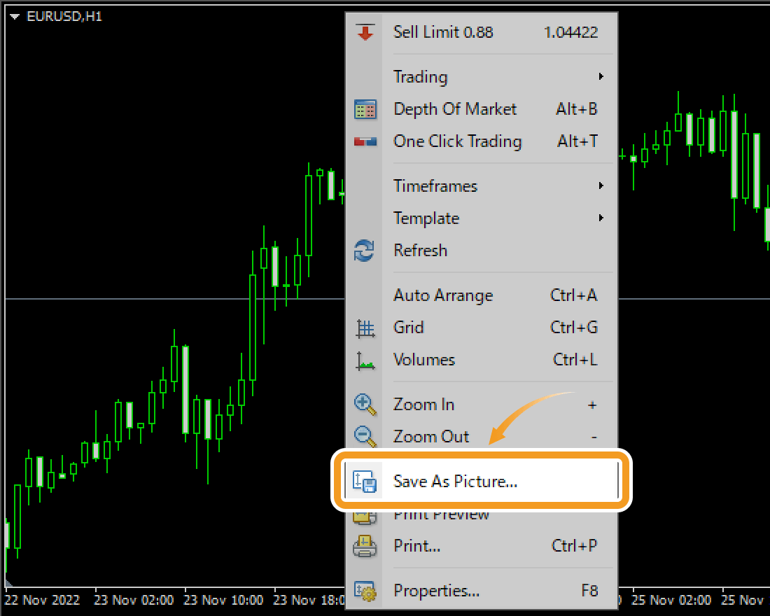 Select Save As Picture on the chart