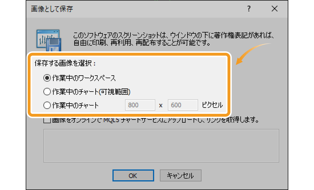 画像として保存する範囲を選択