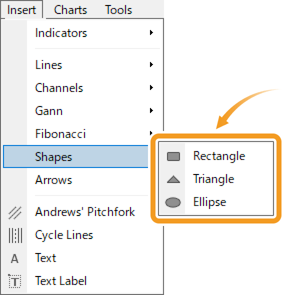 Select a shape from Insert