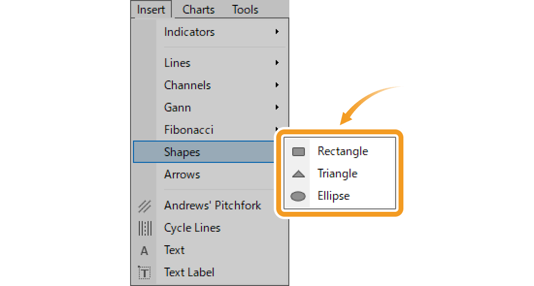 Select a shape from Insert