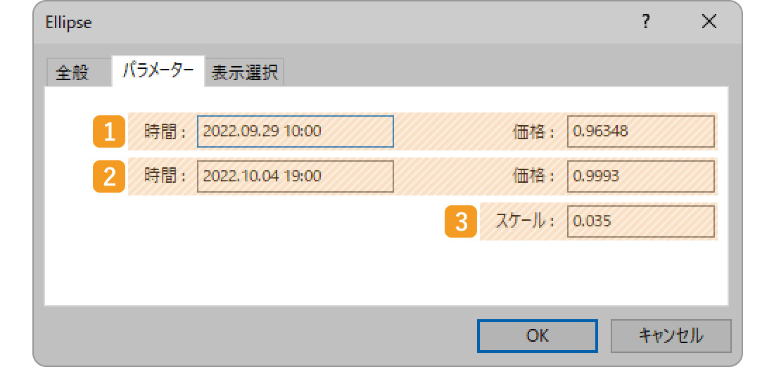 図形の「パラメーター」タブを設定