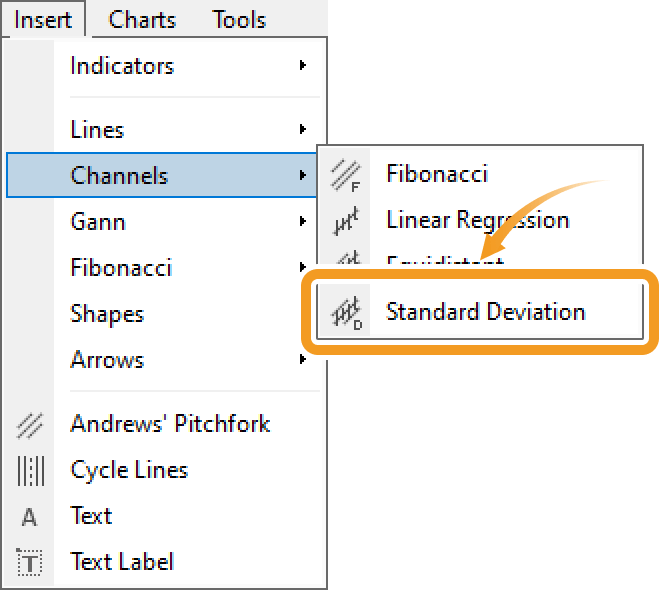 Select Standard Deviation from the menu