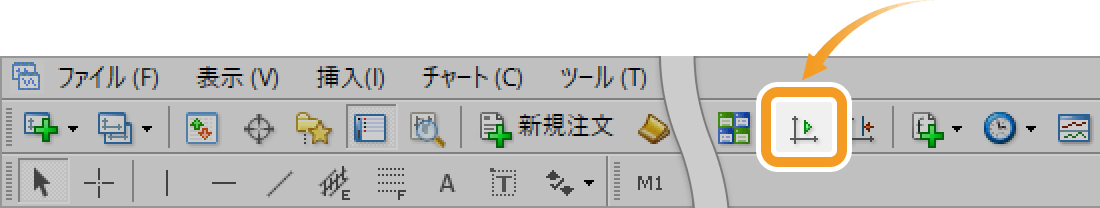 「更新情報と共にチャートを自動スクロール」ボタン