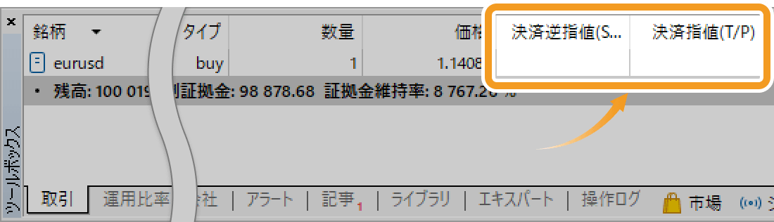 「決済指値（T/P）」と「決済逆指値（S/L）」