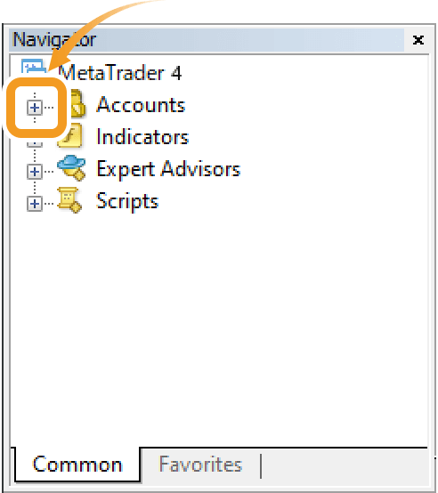 Click + to the left of Accounts in the Navigator