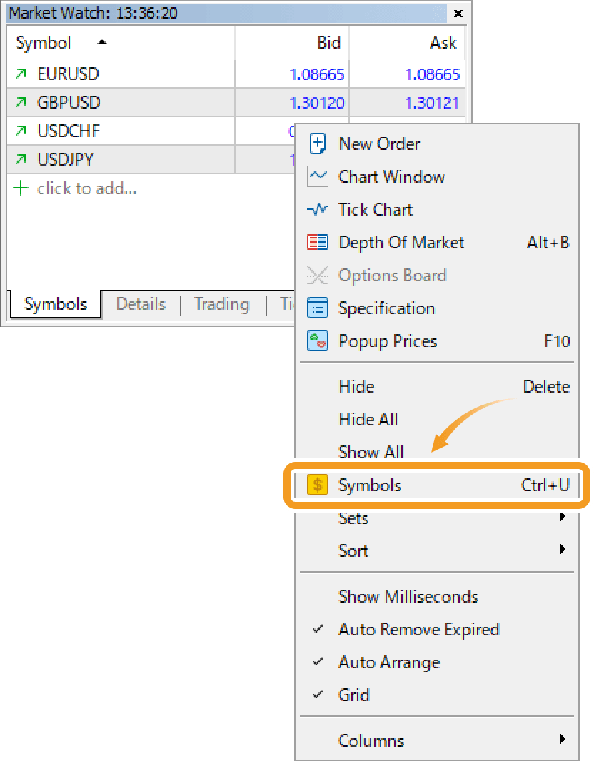 Select Symbols in the context menu