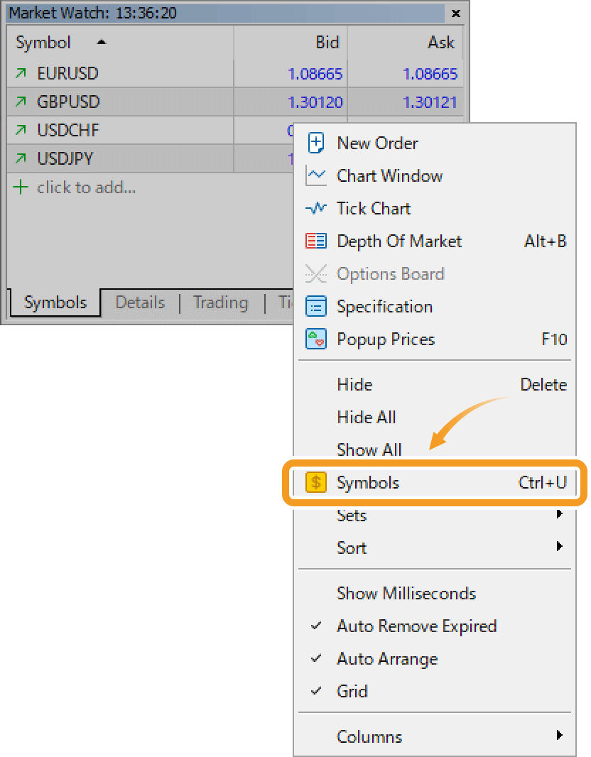 Select Symbols in the context menu