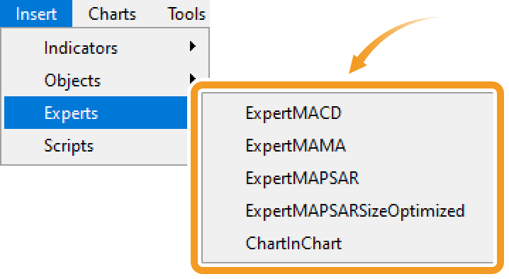 Choose the Expert Advisor (EA) you want to run