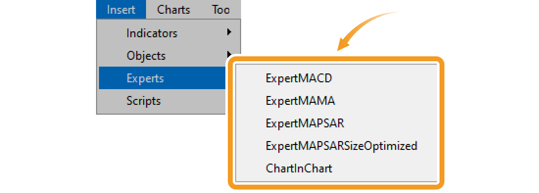 Choose the Expert Advisor (EA) you want to run