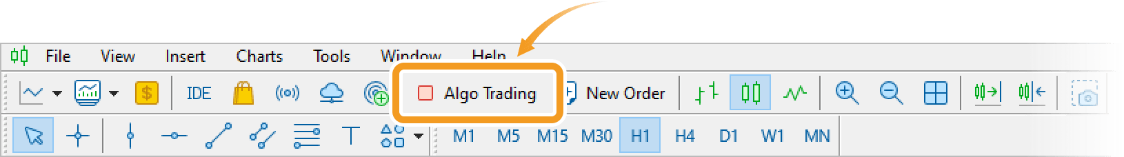 Click the Algo Trading button in the toolbar.