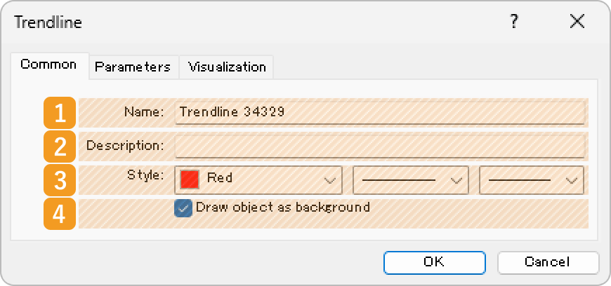 Common tab of the trendline