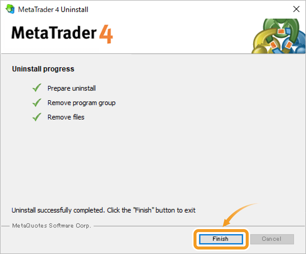 MT4 uninstallation is complete