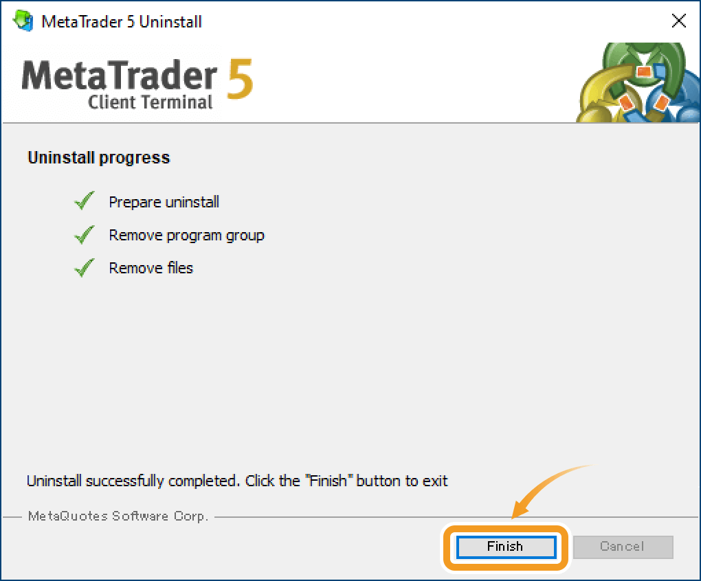 MT5 uninstallation is complete