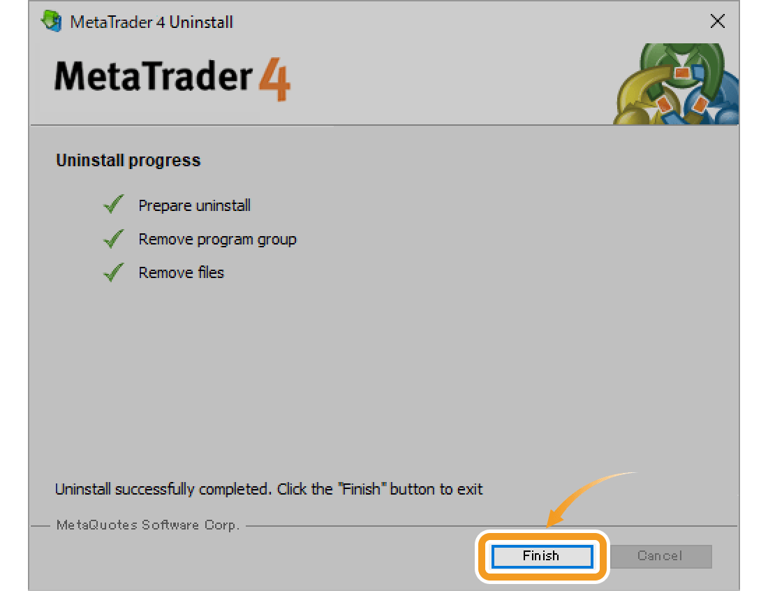 MT4 uninstallation is complete