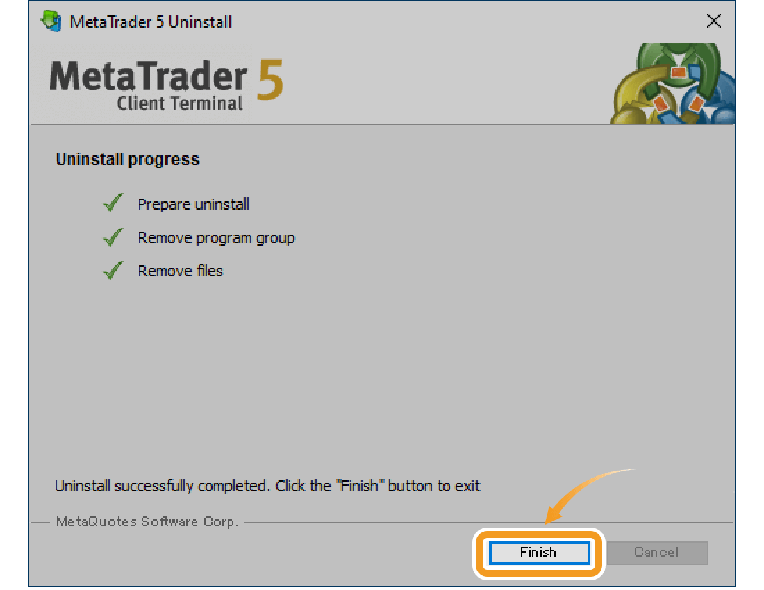 MT5 uninstallation is complete