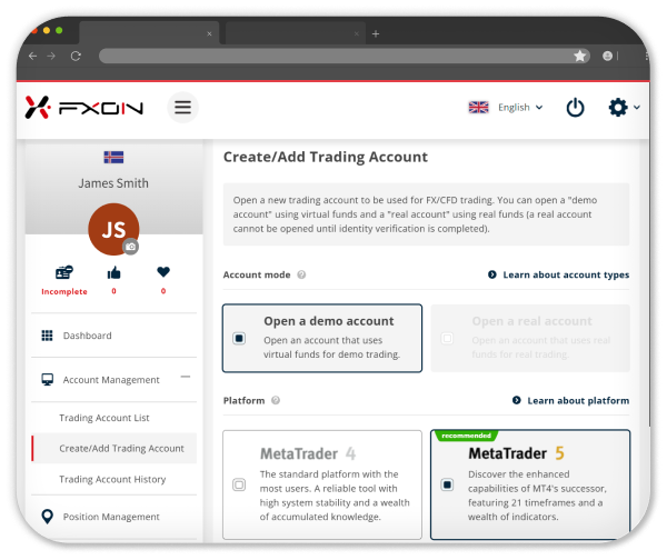 Open a demo account