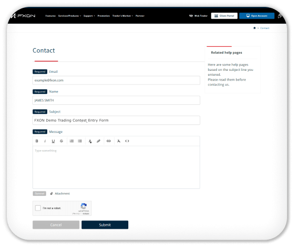 Submit the entry form