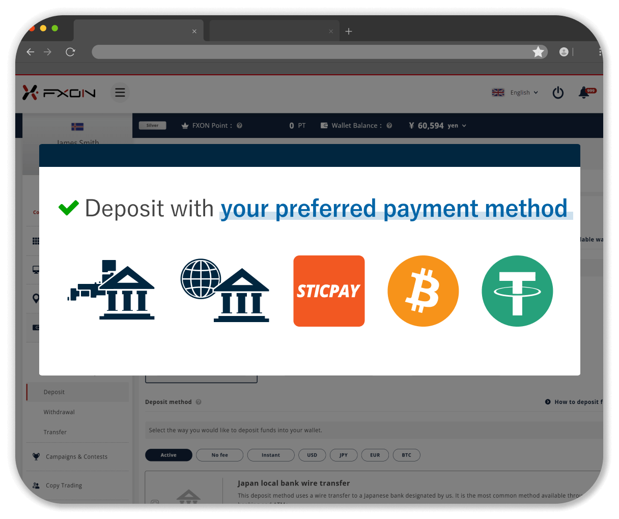 Deposit at least 200 USD / €200