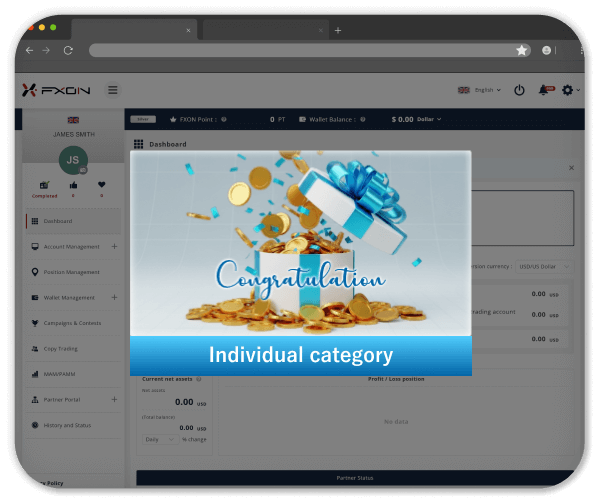 Receive prize for individual category